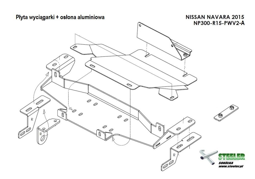 Steeler peidetud vintsiplaat koos alumiiniumist radiaatori põhjakaitsega Nissan Navara NP300 2015-